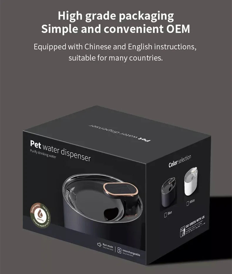 Mute Smart 3L Eco-Friendly Stylish Solid Automatic Dog Cat Water Dispe