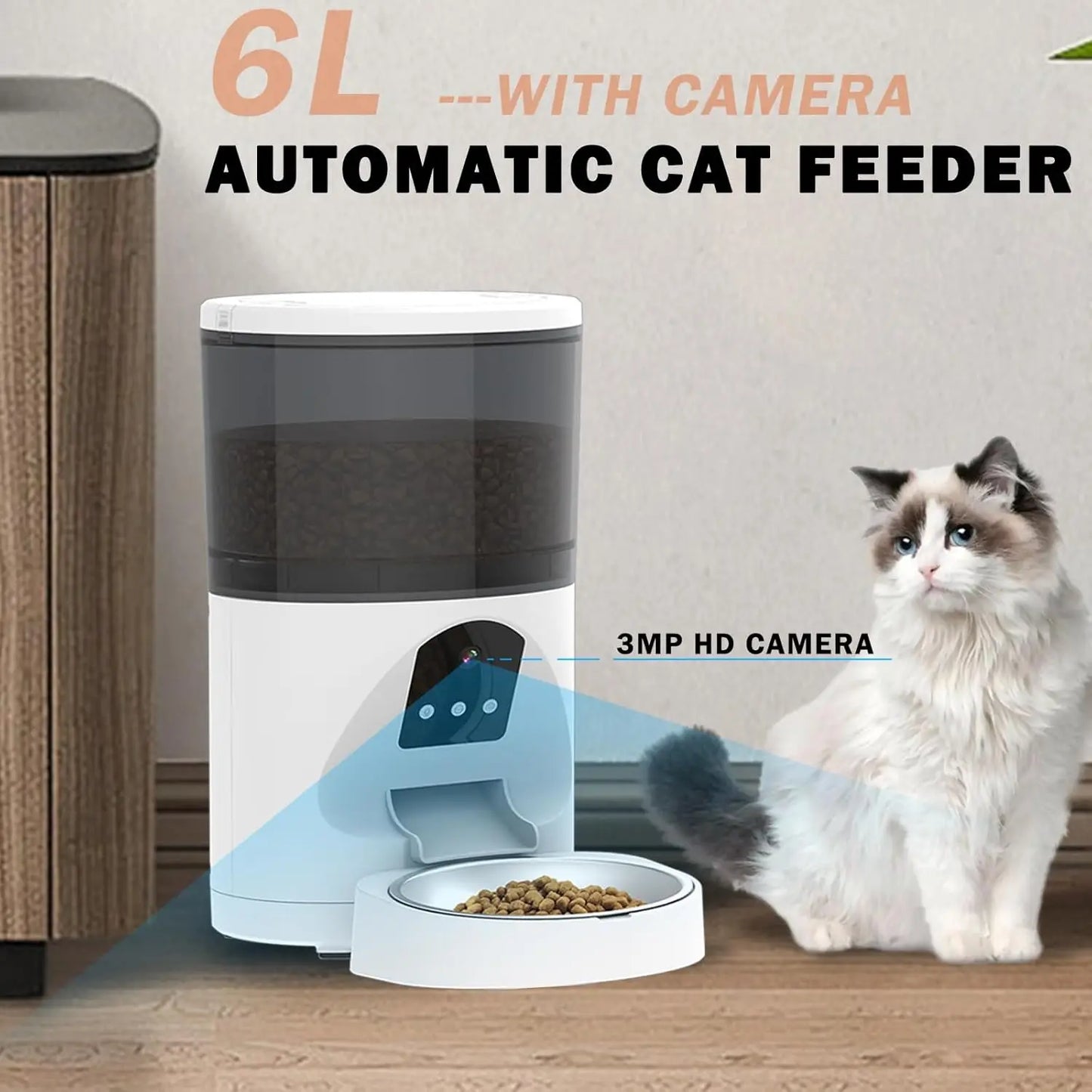 4L 6L Smart Automatic Pet Feeder Voice Calling APP Control Charge Soli