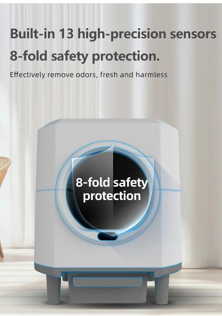 90L Automatic Cat Litter Box Big Cat Toilet Automatic App Remote Contr