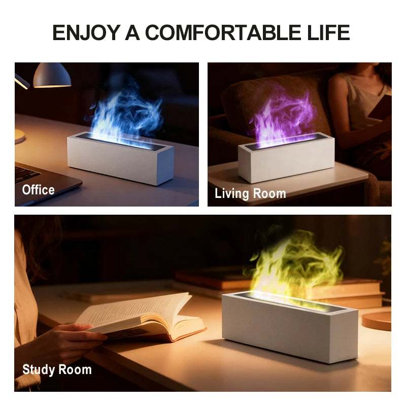 Simulation Flame Air Humidifier Aroma Diffuser with Night Light
